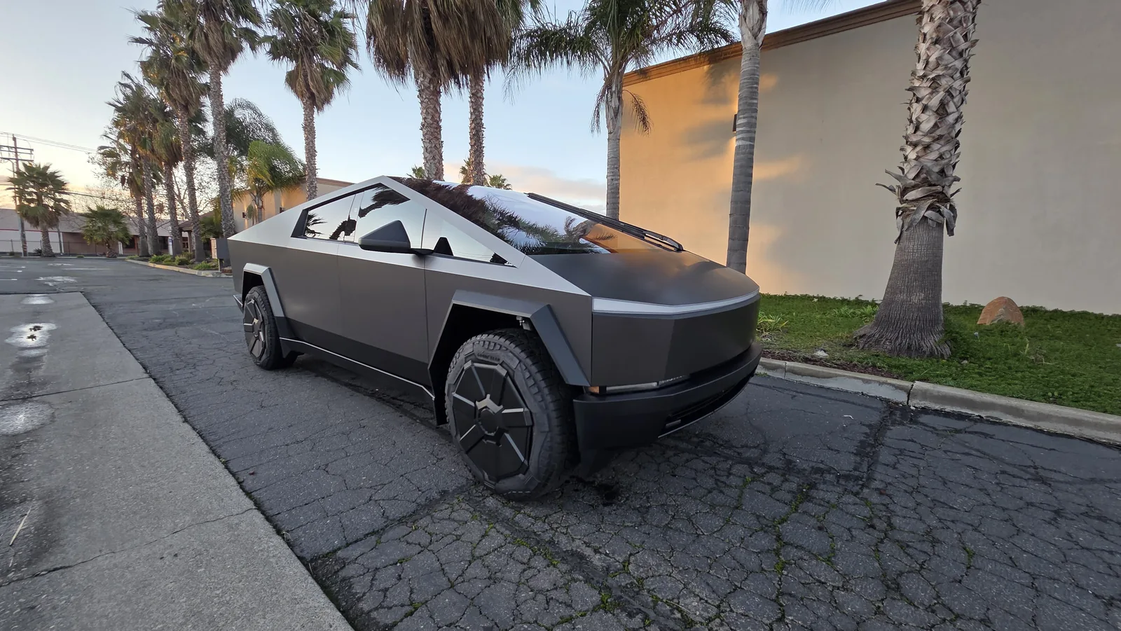 Cybertruck in a satin dark wrap