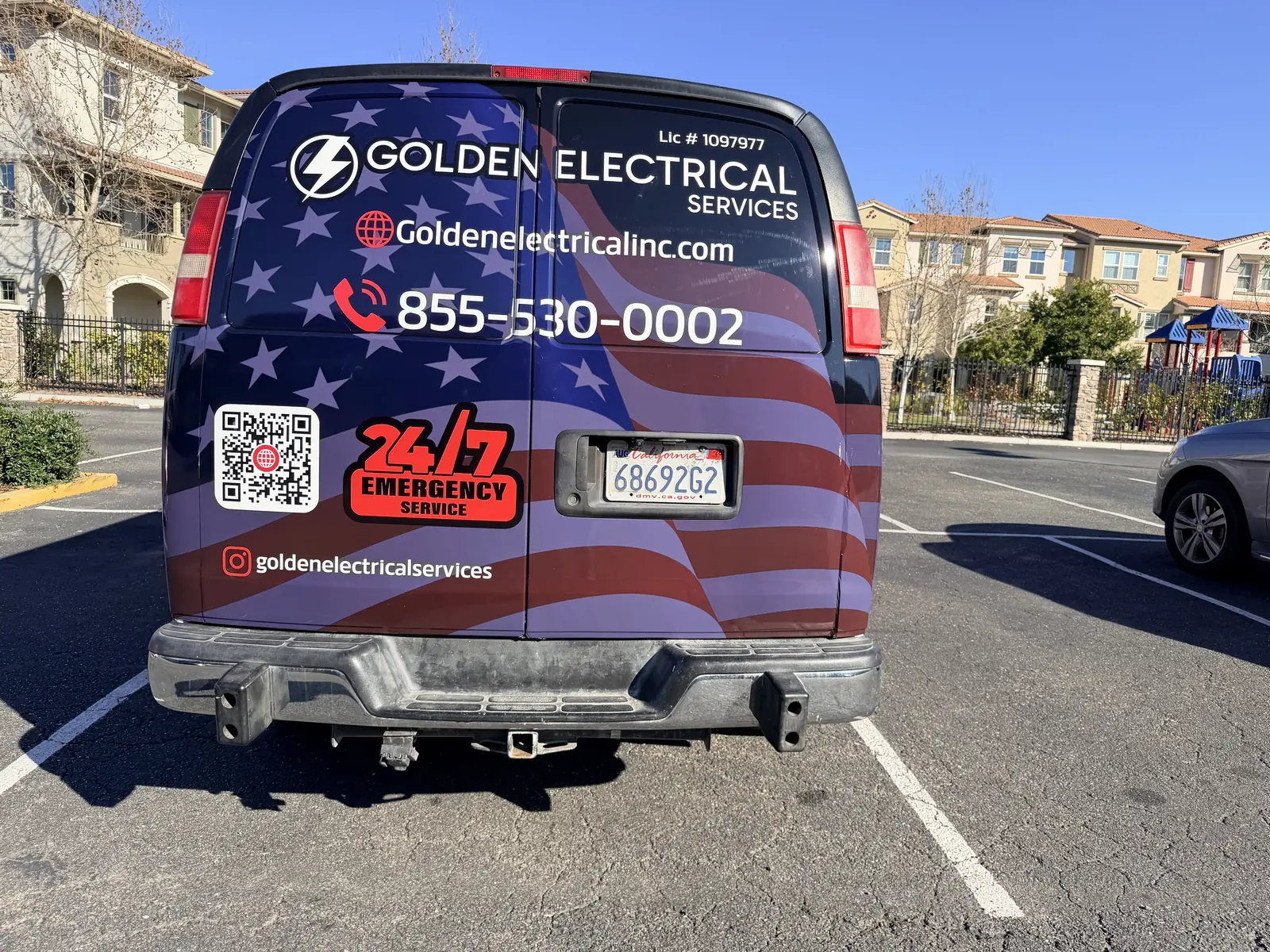 Golden Electrical rear doors, contact details kept large and simple