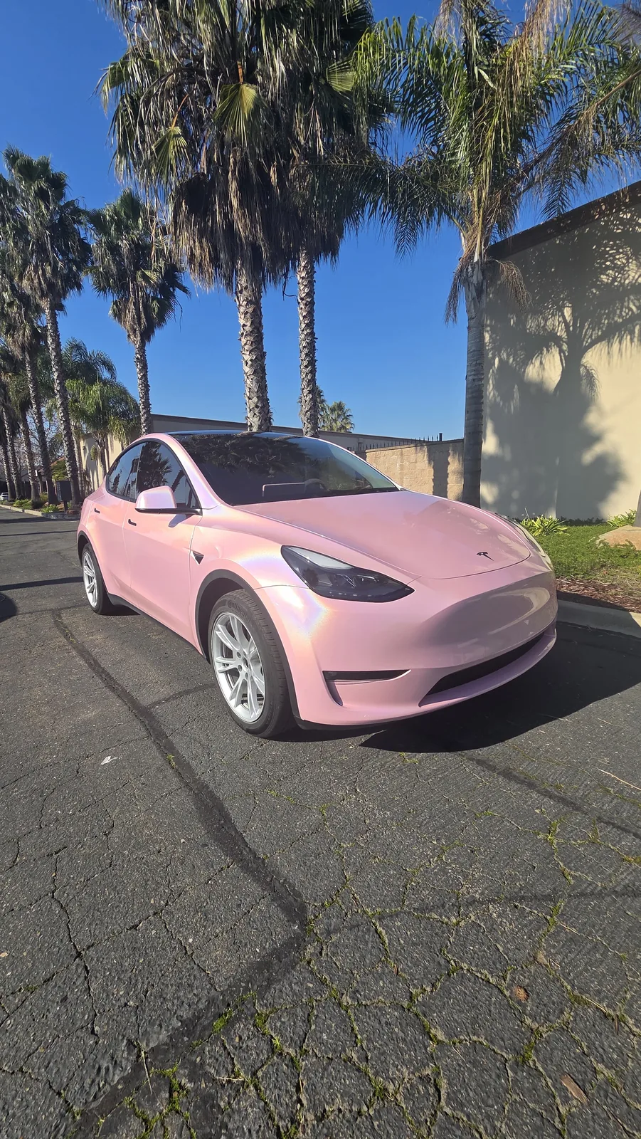 Tesla Model Y in pink pearl