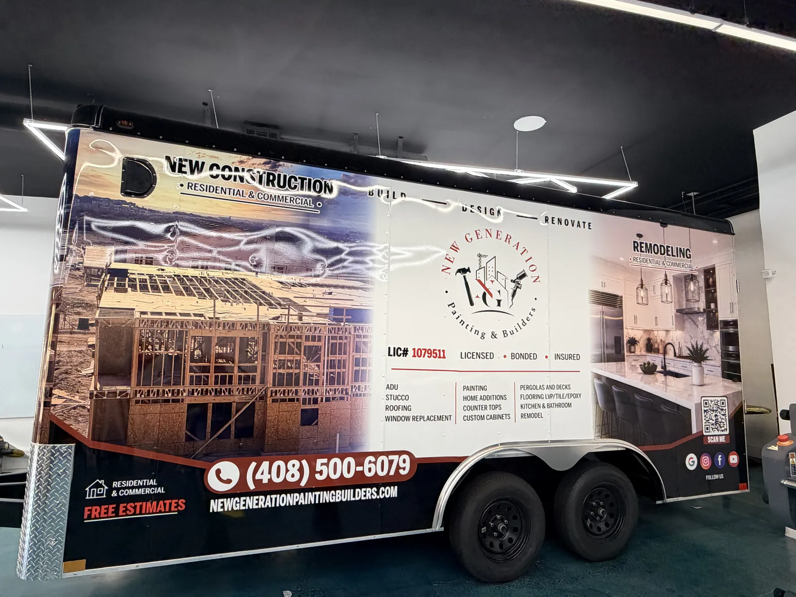New Generation Painting and Builders trailer wrap